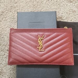 Saint Laurent YSL Leather Bill Pouch with Gold Logo